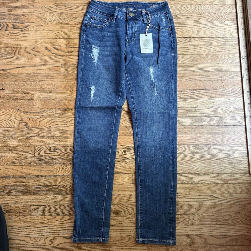 Jag Jeans Girlfriend Womens Size 2 Medium Wash Mid Rise Cotton Modal Distressed